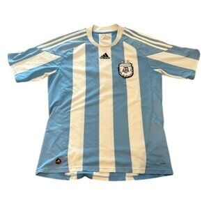 Argentina AFA Soccer Jersey Adidas ClimaCool Striped Blue White L